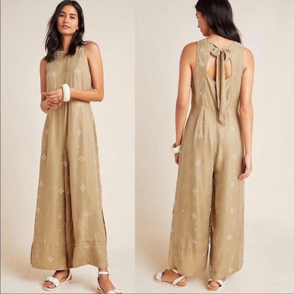 Anthropologie Sancia Carmela Wide Leg Cupro Jumpsuit EUC